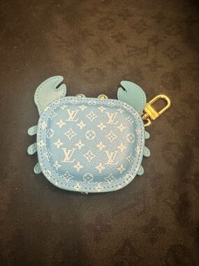 Louis Vuitton Light Blue Monogram Crab Key Charm Coin Pouch